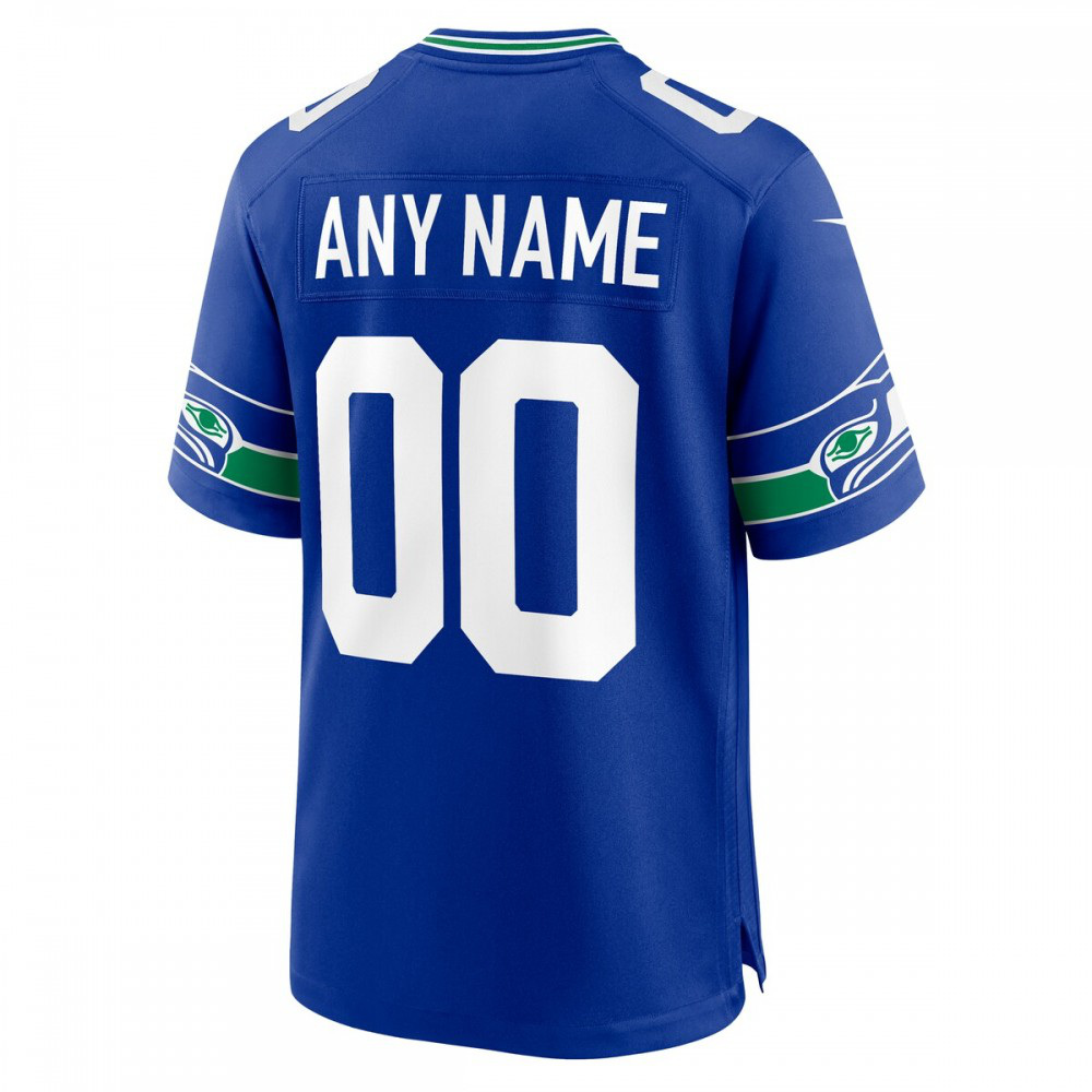 Seattle Seahawks Nike Throwback Custom Jersey - Royal-GridironStore